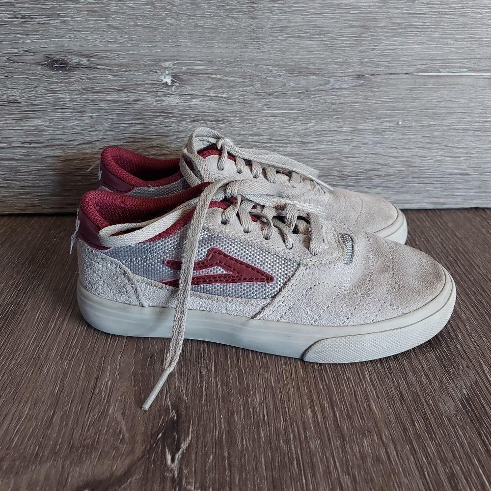 Lakai Cambridge Kids Sneaker (Grey/Burgundy Suede) Size 12